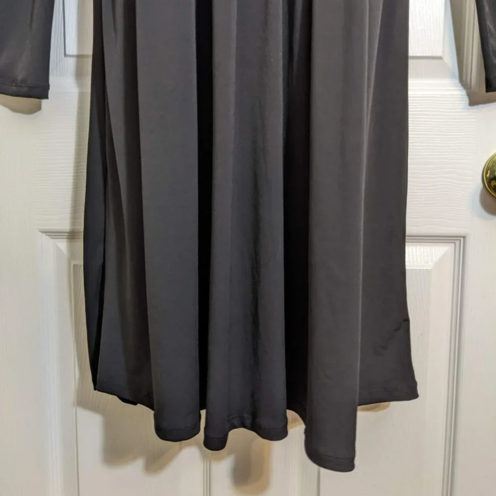 Zara Black Mock Neck Long Sleeve Drop Waist Midi Length Dress - size M - Picture 6 of 12